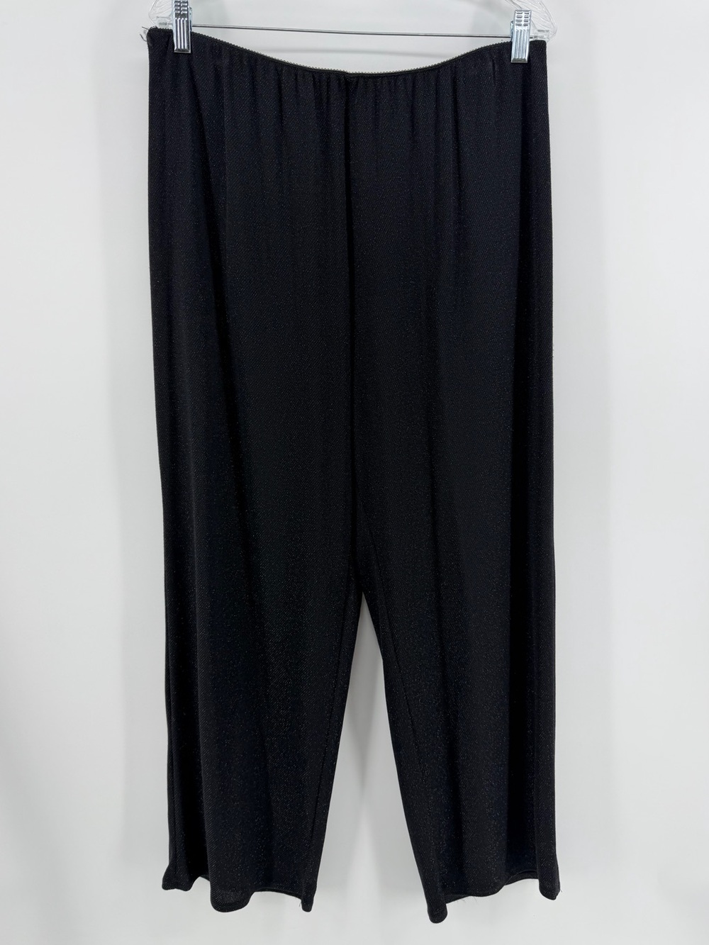 Alex Evenings Black Metallic Knit Straight Leg Pull-On Pants, Women's 1X - Picture 2 of 8